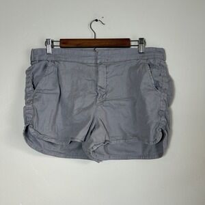 Level 99 Helen Short Womens 32 Grey Linen Lyocell Blend Elastic Back Casual